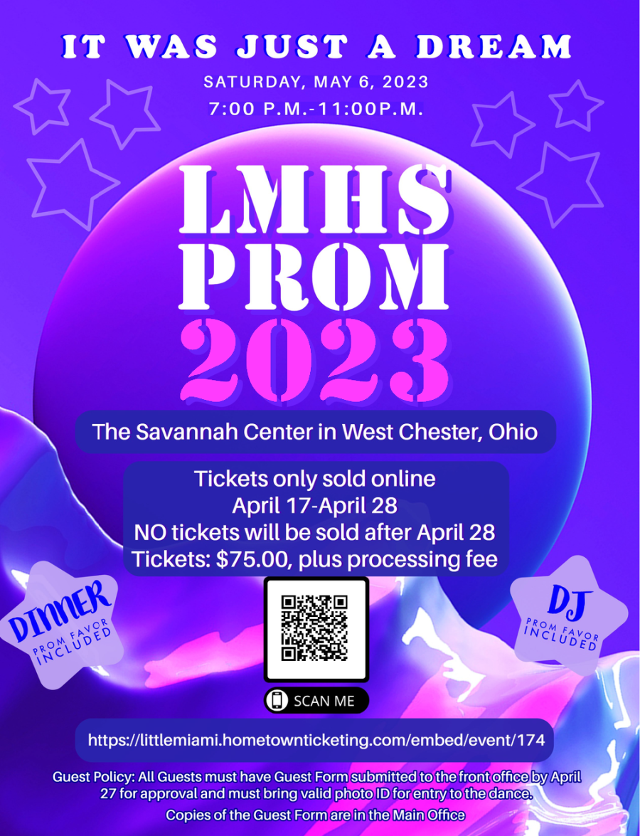 prom 2023 purple poster with text